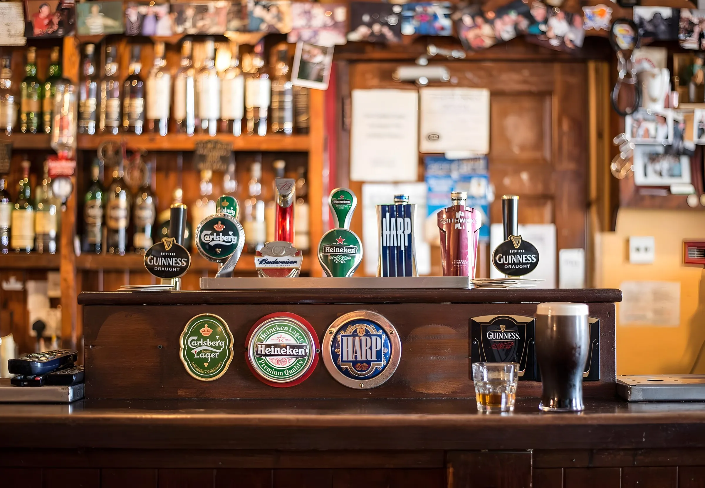 A well-stocked bar