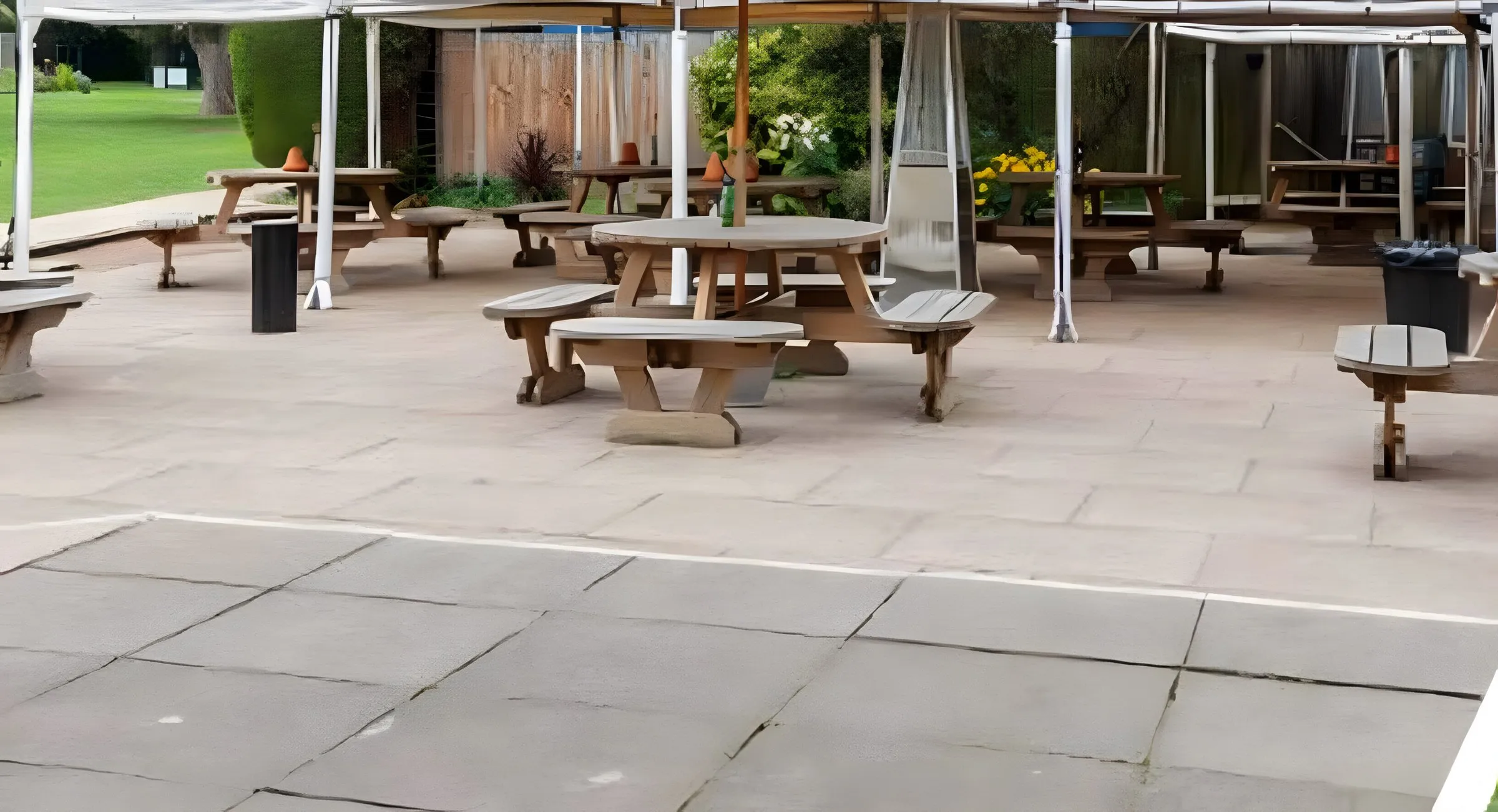 The outdoor seating area